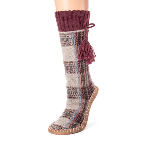 Muk Luks Women's Slipper Socks with Tassels, Purple, L/XL