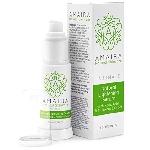 Amaira Intimate Lightening Serum Bleaching Cream for Private Areas - Skin Bleach Whitening Sensitive Spots for Women - Gentle Kojic Acid Dark Inner Thigh & Privates Brightening (1.7oz)