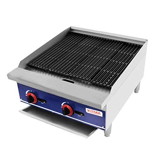 Commercial Countertop Radiant CharBroiler - KITMA 24 Inches Natural Gas Char Broiler with Grill - Restaurant Equipment for Barbecue