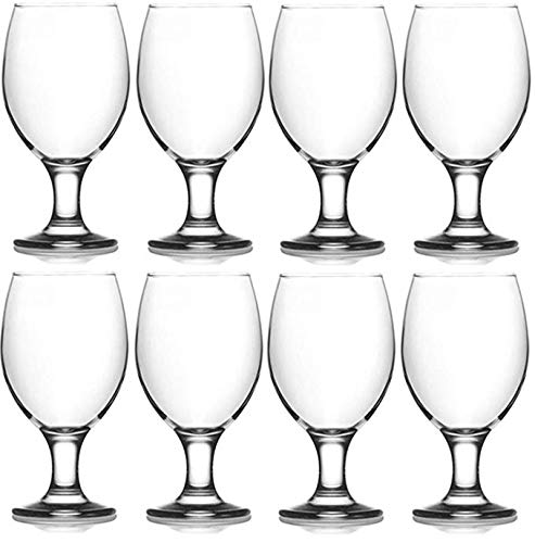 Epure Cremona Collection 8 Piece Water Goblet Glass Set - Strong Stemmed Glasses For Drinking Water, Juice, Wine, Mixed Drinks, and Cocktails (Water Goblet (13.5 oz))