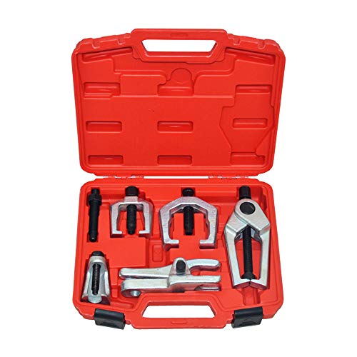 A ABIGAIL Front End Service Tools Set 5pcs Ball Joint Separator for Pitman Arm Tie Rod Puller with Red Suitcase Universal Use