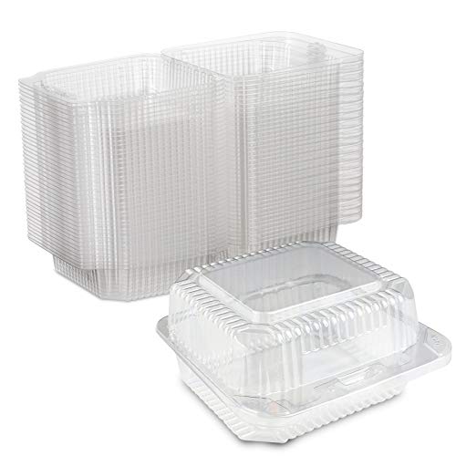 Clear Plastic Square Hinged Food Container, 5' Length x 5' Width x 2.75' Depth, Keep your Food Secure by MT Products - Medium (40 Pieces)