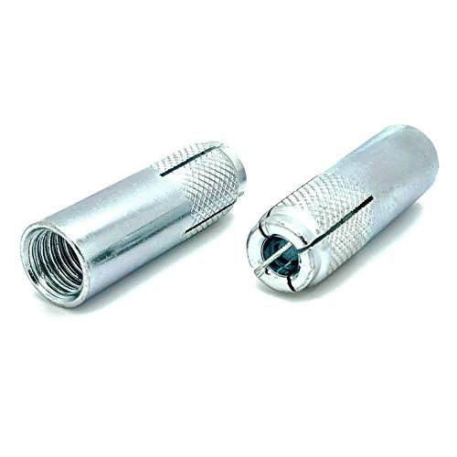 Four (4) 1/2' Inch Premium Zinc Plated Carbon Steel Knurled Drop in Anchor (BCP1001)