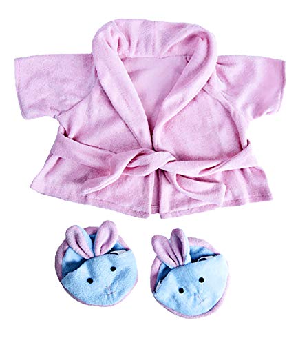 Pink Bathrobe w/Bunny Slippers Teddy Bear Clothes Fits Most 14' - 18' Build-A-Bear, and Make Your Own Stuffed Animals