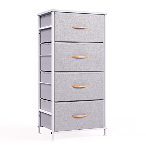 ROMOON 4 Drawer Fabric Dresser Storage Tower, Organizer Unit for Bedroom, Closet, Entryway, Hallway, Nursery Room - Gray