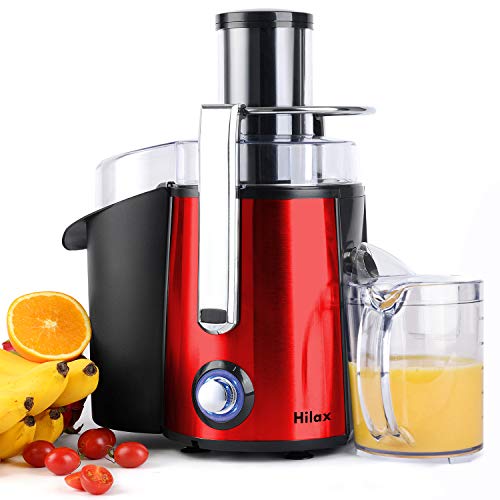 Juicer Machine, Centrifugal Juicer Extractor, Power Juicer Maker with Big Mouth 3” Feed Chute for Fruit Vegetable, Anti-slip juicers easy to clean, Stainless Steel , BPA Free(Red)