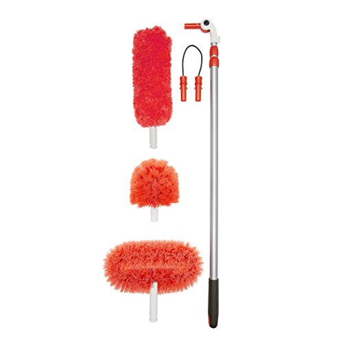 OXO Good Grips 3-in-1 Extendable Microfiber Long Reach Duster with Interchangeable Heads, 8 ft