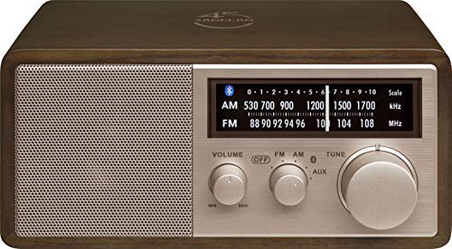 Sangean WR-16SE 45th Anniversary Special Edition AM/FM/Bluetooth/Aux-in/USB Phone Charging Dark Walnut Wooden Cabinet Radio with Rose Gold Face Plate