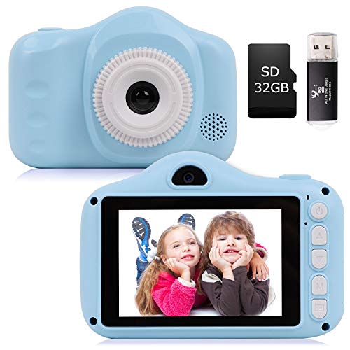 Kids Camera Seanme 3.5 Inch Digital Camera with Dual Lens HD Child Video Camcorder Rechargeable Children Selfie Camera with 32GB TF Card Card Reader