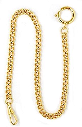 Dueber Yellow Gold Plated Stainless Steel Pocket Watch Chain with Spring Ring