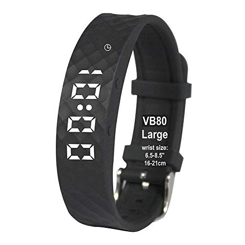 eSeasongear VB80 Vibrating Alarm Watch, Silent Vibration Shake Wake ADHD Medication Reminder (Black-Large)