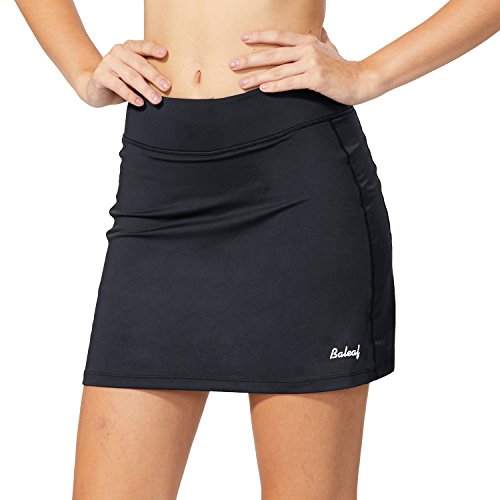 BALEAF Women's Athletic Skorts Lightweight Active Skirts with Shorts Pockets Running Tennis Golf Workout Sports Black Size M