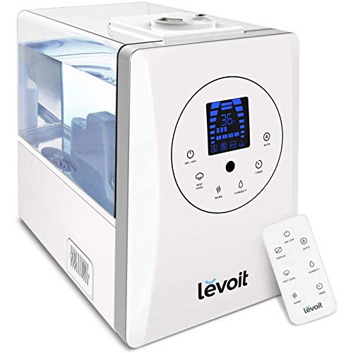 LEVOIT Ultrasonic Air Humidifier for Home Whole House Babies, Customized Humidity, Remote Control, Whisper-Quiet, 1 Pack, White