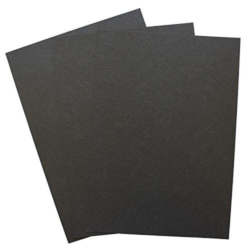 Binditek Paper Leather Texture Binding Presentation Covers for Business Documents, School Projects, Un-Punched 8-1/2 x 11 Inches 12Mil,Black Color (Pack of 100)