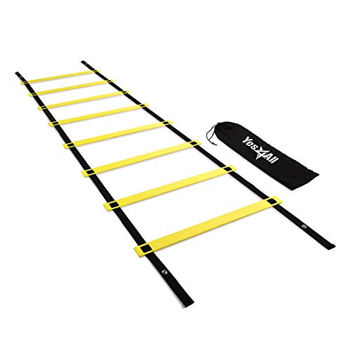 Yes4All Agility Ladder – Speed Agility Training Ladder with Carry Bag - 8 Rung (Yellow) - SGQV