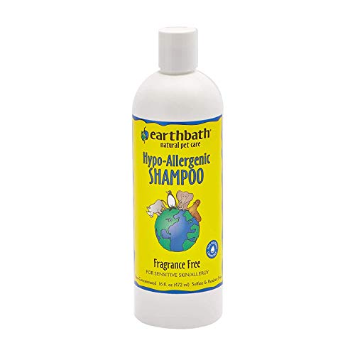 Earthbath Pet Hypo-Allergenic Fragrance-Free Shampoo - for Sensitive Skin & Allergies, Aloe Vera, Vitamin E, Good for Dogs & Cats - Keep Them Happy Without Compromising Comfort - 16 fl. oz