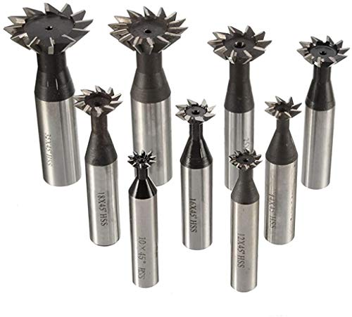 Adv-one HSS 45-60 Degree Straight Shank Dovetail Cutter End Mill Slot Milling Cutter 8 Flutes (1245MM)