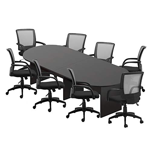 GOF 6FT, 8FT, 10FT Conference Table Chair (G10900B) Set, Cherry, Espresso, Mahogany, Walnut, Artisan Grey (10FT with 8 Chairs, Espresso)