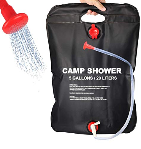 DOTSOG Portable Outdoor Solar Shower Bag Camp Shower Bag 5 Gallons/20L with Removable Hose and On-Off Switchable Shower Head for Camping Beach Swimming Outdoor Traveling