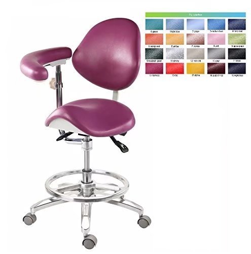 BoNew Dental Deluxe Mobile Saddle Chair PU Leather Assistant Doctor Stools