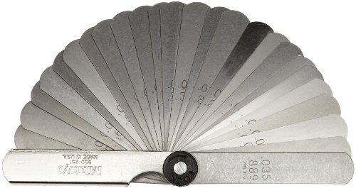 Mitutoyo 950-251 Thickness Feeler Gage Set, 0.002-0.035' Thickness, Straight 3' Length, 26 Leaves