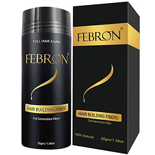 FEBRON Hair Fibers For Thinning Hair BLACK Giant 30G For Women & Men Hair Loss Concealer Hair Powder Volumizing Based 100% Undetectable & Natural - Bold Spots Filler