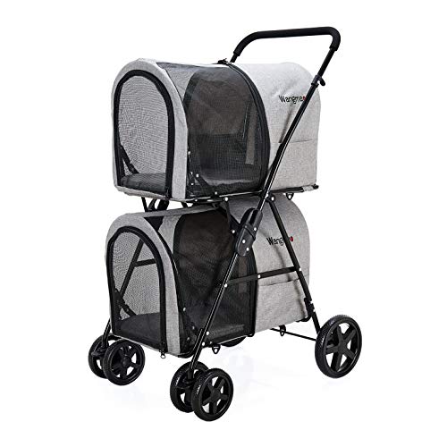 Double Pet Stroller for Small Medium Dogs and Cat, Detachable Pet Carriers for Travel or Sleep