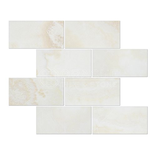 White Onyx (Bianco Fantastico) 3 X 6 Subway Brick Tile, Cross-Cut, Polished - Sample
