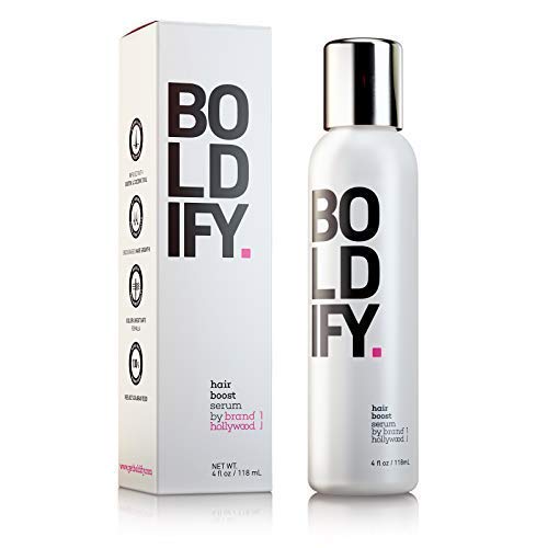 BOLDIFY 3X Biotin Hair Growth Serum - Get Thicker Hair Day One - Natural 3-in-1 Hair Regrowth, Leave-In Conditioner & Blow Out Thermal Treatment - Thickener Hair Products for Women and Men - 4 oz