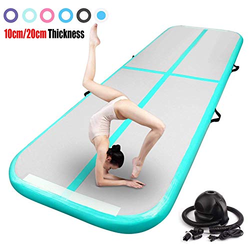 FBSPORT 10ft Inflatable Gymnastics Air Track Tumbling Mat Airtrack Mats for Home Use/Training/Cheerleading/Yoga/Water with Pump