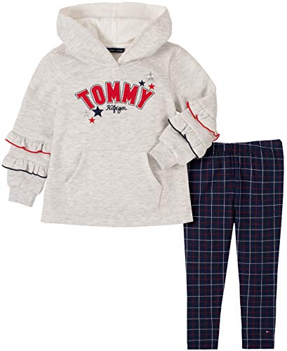 Tommy Hilfiger Baby Girls' 2 Pieces Leggings Set, Oatmeal/Navy, 18M