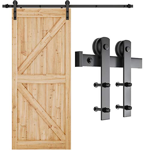 SMARTSTANDARD 6.6ft Heavy Duty Sturdy Sliding Barn Door Hardware Kit -Smoothly and Quietly -Easy to install -Includes Step-By-Step Installation Instruction Fit 36'-40' Wide Door Panel (I Shape Hanger)