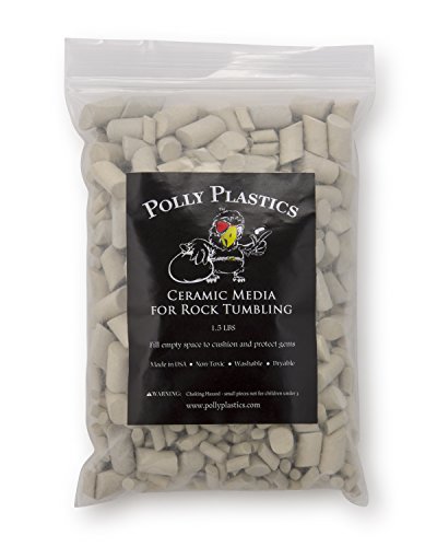 Polly Plastics Rock Tumbling Ceramic Filler Media (Small and Large Mixed Size) Non-Abrasive Ceramic Pellets for All Type Tumblers (1.5 lbs)