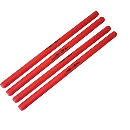 Foam Padded Escrima Sticks for Safe Practice Training with Armory Carry Bag Case - 4 Pack (Red)