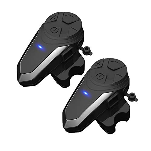 THOKWOK Motorcycle Bluetooth Headset, BT-S3 1000m 3 Riders Group Motorbike Helmet Bluetooth Communication System Headphones for Ski Universal Wireless Interphone Intercom(New Version,Pack 2)