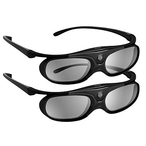 BOBLOV DLP Link 3D Glasses Active Shutter 144Hz Rechargeable for All DLP-Link 3D Projectors, Can't Used for TVs, Compatible with BenQ, Optoma, Dell, Acer, Viewsonic DLP Projector (Black- 2Pack)