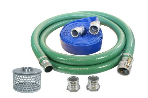 Abbott Rubber - 1240-KIT-2000-1145-QC PVC Suction and Discharge Hose Pump Kit, Green/Blue, 2' Male X Female Aluminum Cam and Groove, 2' ID