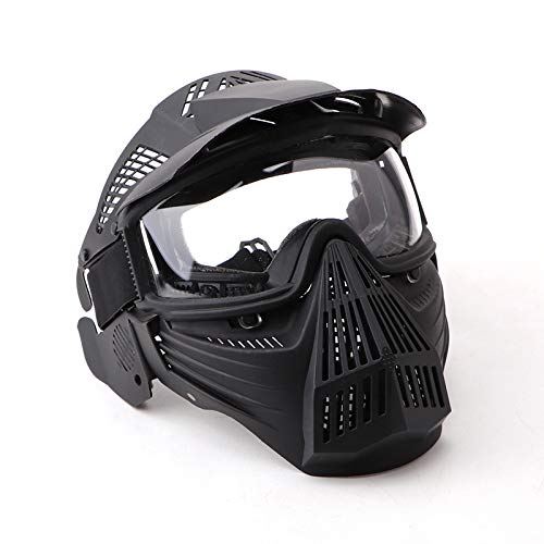 NINAT Tactical Paintball Mask Airsoft Masks Full Face with Clearlens Lens Goggles Eye Protection for CS Survival Games Airsoft Shooting Halloween Cosplay Safety Mask Paintball Black