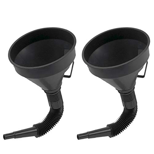 U-BCOO Multi-fFunctional Plastic Funnel Oil Funnel with Flexible Extension Nozzle for Cars and Motorcycles, Engine Oil, Liquid, Diesel, Kerosene and Gasoline (2PC Funnel)