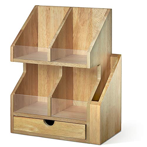 Prosumer's Choice Four Cubby Tray Home Office Desktop Organizer with Pull-Out Drawer and Side Mail Slot