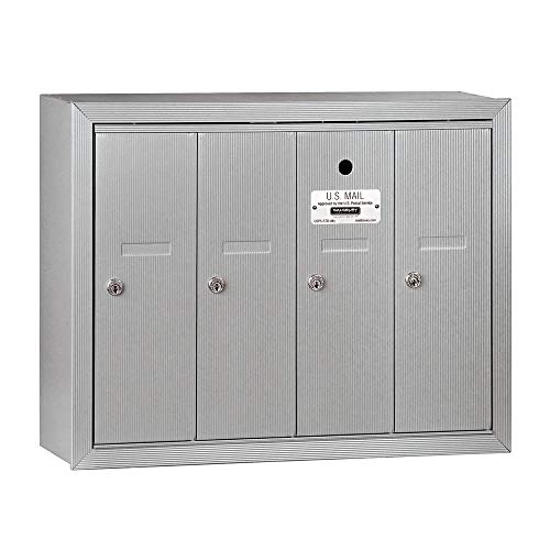 Salsbury Industries, Aluminum 3504ASU Surface Mounted Vertical Mailbox with 4 Doors and USPS Access