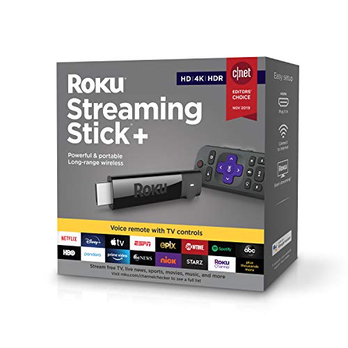 Roku Streaming Stick+ | HD/4K/HDR Streaming Device with Long-range Wireless and Voice Remote with TV Controls