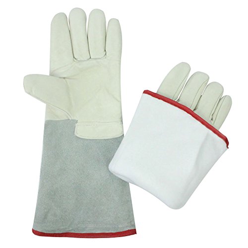 Rely2016 Waterproof Liquid Nitrogen Protective Cowhide Gloves Low Temperature Resistance Cryogenic Work Gloves (36cm/13.8'')