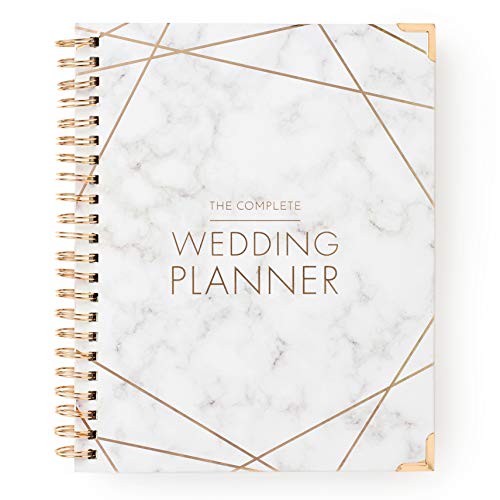 Wedding Planner Marble Gold - Undated Bridal Planning Diary Organizer - Hard Cover, Pockets & Online Support