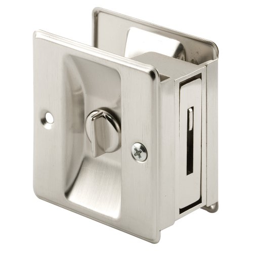 Prime-Line N 7239 Pocket Door Privacy Lock, 1 Pack, Satin Nickel