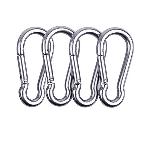 Spring Snap Link Hook, 304 Stainless Steel Carabeaner Hooks, Steel Clip Edc Tool for Camping Fishing Hiking Connecting-2 3/4Inch, Pack Of 4