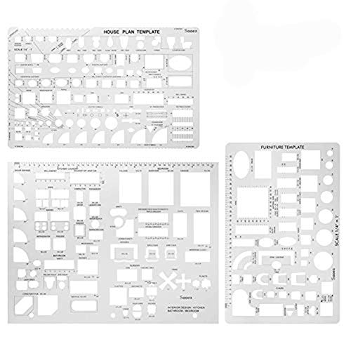 Sooez Architectural Templates, House Plan Template, Interior Design Template, Furniture Template, Drawing Template Kit, Drafting Tools and Supplies, Template Architecture Kit, 1/4 Scale