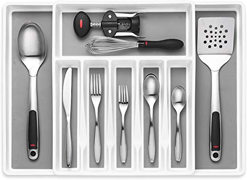 Expandable Cutlery Drawer Organizer, Flatware Drawer Tray for Silverware, Serving Utensils, Multi-Purpose Storage for Kitchen, Office, Bathroom Supplies