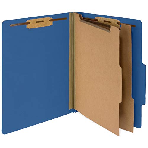10 Dark Blue Classification Folders - 2 Divider - 2 Inch Tyvek Expansions - Durable 2 Prongs Designed to Organize Standard Medical Files, Law Client Files - Letter Size, Dark Blue, 10 Pack