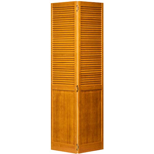 Kimberly Bay Traditional Louver Panel Golden Oak Solid Core Wood Bi-fold Door (80x30)